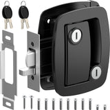 WELLUCK RV Door Lock Replacement with Paddle Deadbolt, 100% Metal Camper Door Latch Handle Lock, RV Entry Door Lock for Camper Horse Travel Trailer Cargo Hauler