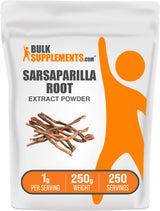 BulkSupplements.com Sarsaparilla Root Extract Powder - Sarsaparilla Supplement, Smilax Sarsaparilla Root - Herbal & Gluten Free, 1g per Serving, 250g (8.8 oz) (Pack of 1)