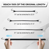 ROBLOCK 31" Rubber Tarp Straps with 150% Max Stretch, 100% EPDM Bungee Cords with Metal Crimped S Hooks, Ideal for Securing Tarps, Cargo, Canvases, Weatherproof (10 Pack)