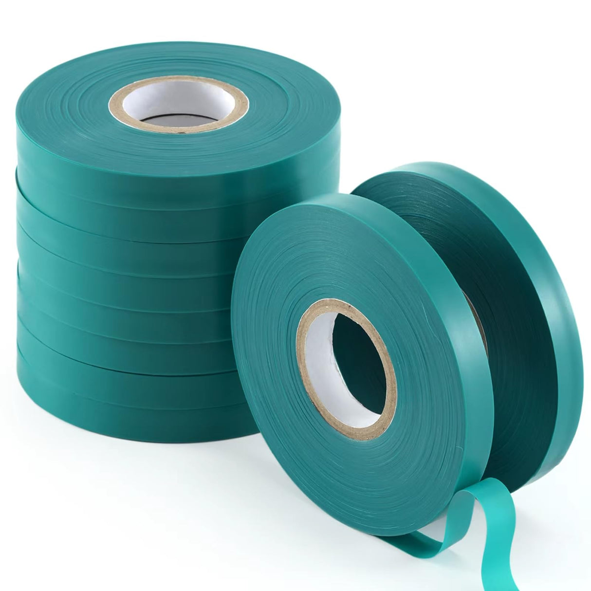 TELENT OUTDOORS 10 Pcs 150 Feet x 1/2" Wide Stretch Tie Tape Green Plant Garden Tie, Garden Vinyl Stake for Branches, Climbing Planters, Flowers