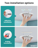 wowatt Rechargeable Ceiling Lights Battery Operated Ceiling Light with Remote Wireless Shower Lighting 3000K 4500K 6500K 7.48in Dimmable Timing Overhead Light for Closet Shower Living Room
