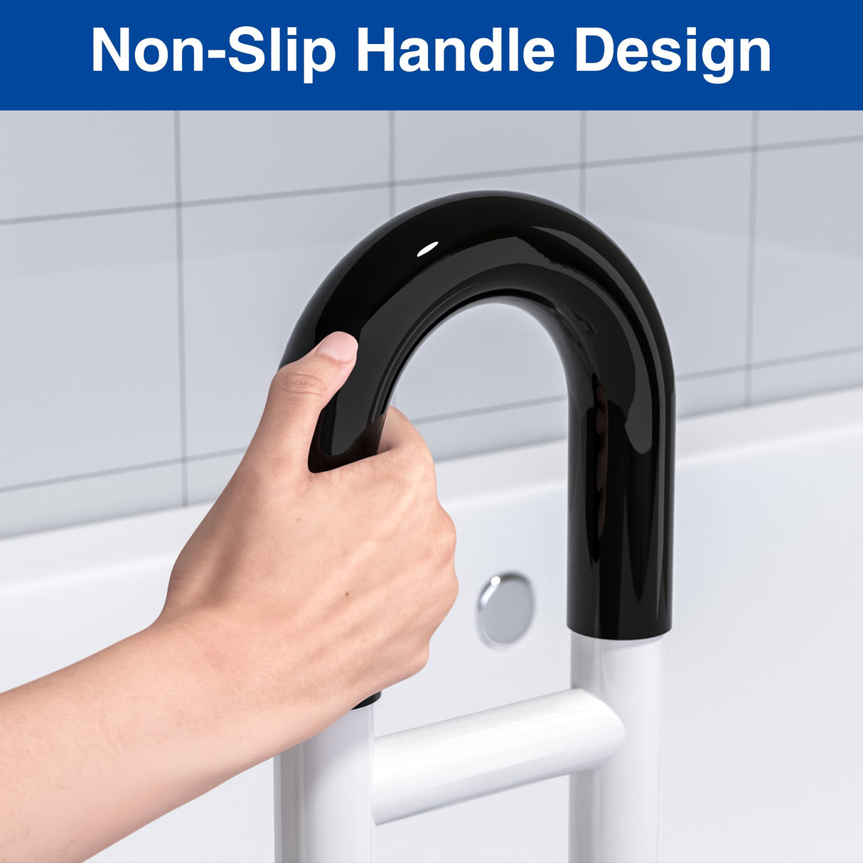 Adjustable Bathtub Safety Rail: Shower Grab Bar Handle for Seniors, Elderly, and Disabled, Fits 3 to 7 Inch Tub Walls, Bathroom Safety Bars with Non-Slip Grip, Supports 300 lbs