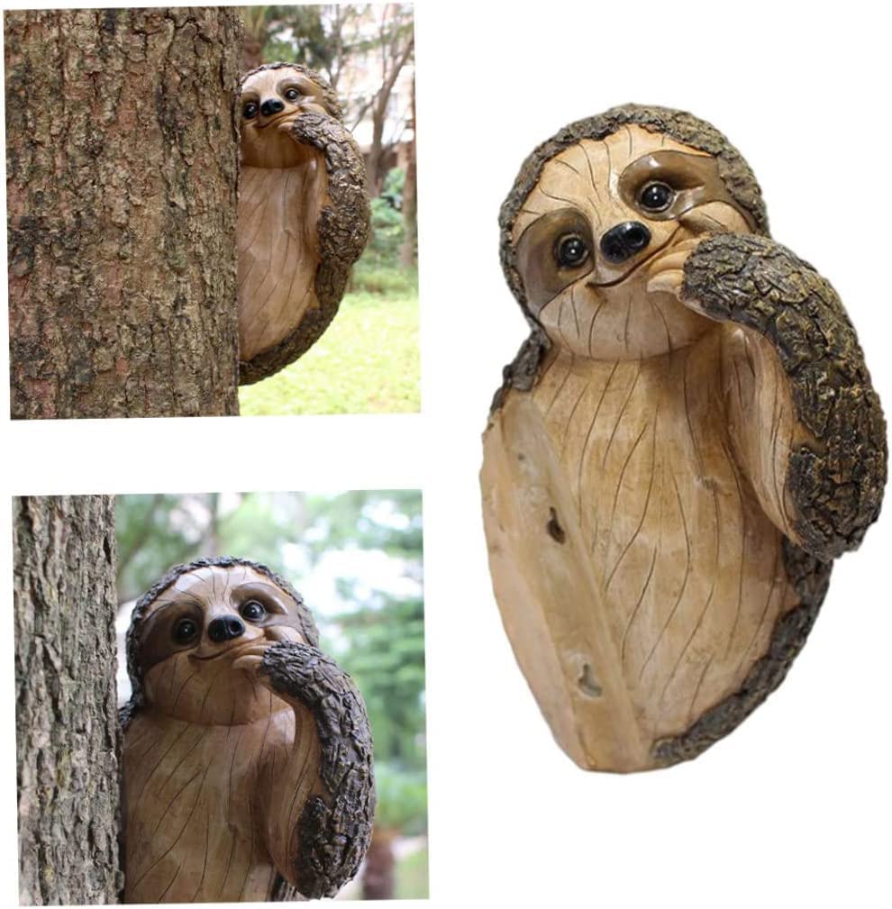 Colomix Sloth Tree Hugger, Spring Outdoor Yard Decorations, Resin Garden Sculpture Ornament, Tree Peeker Statue, Garden Decor Sloth Gift for Housewarming, Handmade with Details, Durable & Waterproof