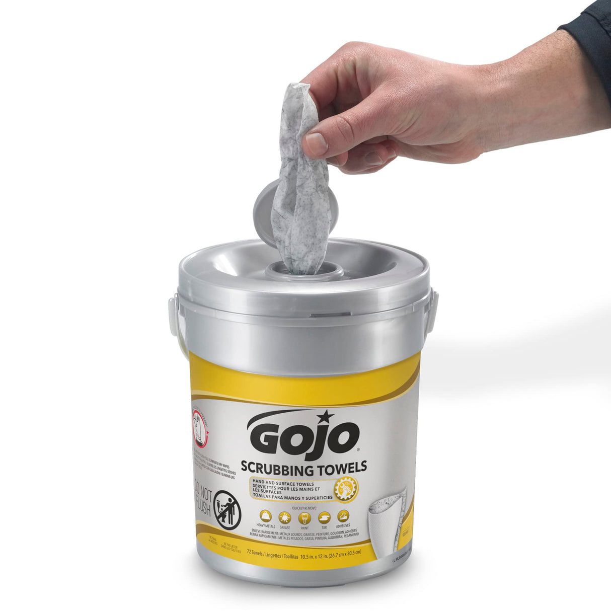 GOJO Hand and Surface Scrubbing Towels, Fresh Citrus Scent, 72 Count Canister (Pack of 6) - 6396-06
