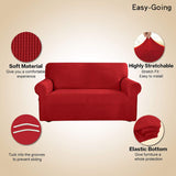 Easy-Going Stretch Loveseat Slipcover 1-Piece Sofa Cover Furniture Protector Couch Soft with Elastic Bottom for Kids Polyester Spandex Jacquard Fabric Small Checks (Loveseat, Christmas Red)