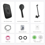 Seacity Wide Rain Shower Head With 5 Modes Handheld Showerheads, High Pressure Showerhead Combo with Extension Arm for Bathroom Accessories, Adjustable Shower Head with Anti-Clog Nozzles (Black)