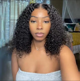 ISEE Wear and Go Glueless Wigs Bob Wigs Pre Plucked Water Wave Lace Front Wigs Upgraded No Glue Transparent Lace Closure Wigs for Black Women Natural Black 16 Inch