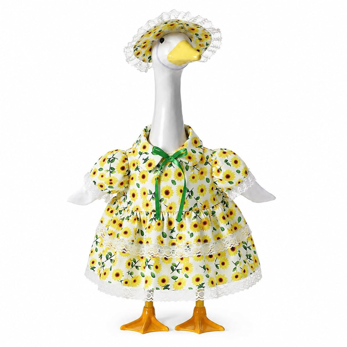 Aigidusansu Porch Goose Outfits Summer Sunflower Dress Goose Outfit Cute Lawn Porch Goose Clothes Fits 23" Goose Statue for Outdoor Garden Yard Patio Art Decor