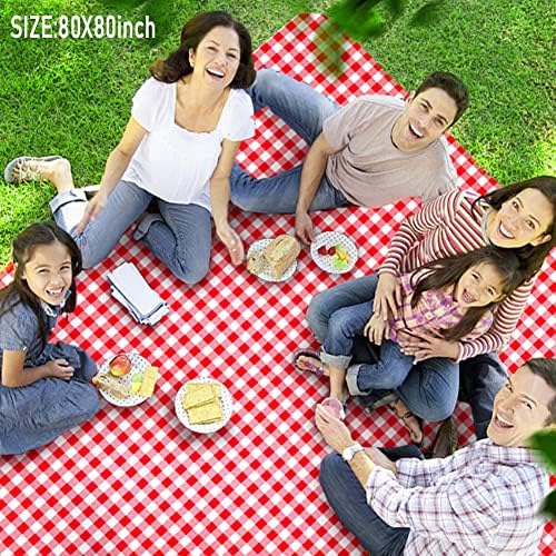 K Y KANGYUN Outdoor Picnic Blanket, Extra Large Beach Blanket, Foldable Lightweight Waterproof Sand Mat, Picnic Blanket 80" x 60" for Beach Camping Hiking Park Patio (Red, 80x80 inch)