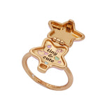 Alex and Ani Polly Pocket™ Locket Ring - Pink Star-Shaped Top with 'Tiny and Cute' Quote, Pastel Enamel Gold Finish Nickel-Free, Ideal for Polly Pocket™ Fans