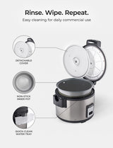 CUCKOO Commercial Rice Cooker & Warmer, Extra Large Rice Cooker 30-Cup Uncooked / 60-Cup Cooked, Professional Industrial Grain Cooker with Large Capacity, Easy One-Touch Operation, Silver (CR-3032)