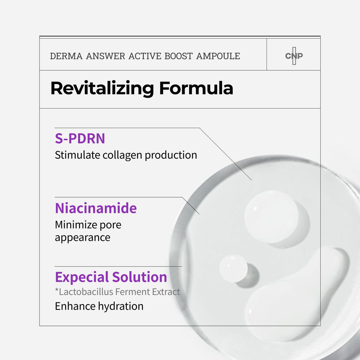 CNP PDRN Active Boost Face Serum - Smoothing Fine Lines & Wrinkle, Rejuvenating & Firming Skin, Anti-aging Booster with Collagen, Korean Skin Care, 1.01 fl. oz. (30ml)
