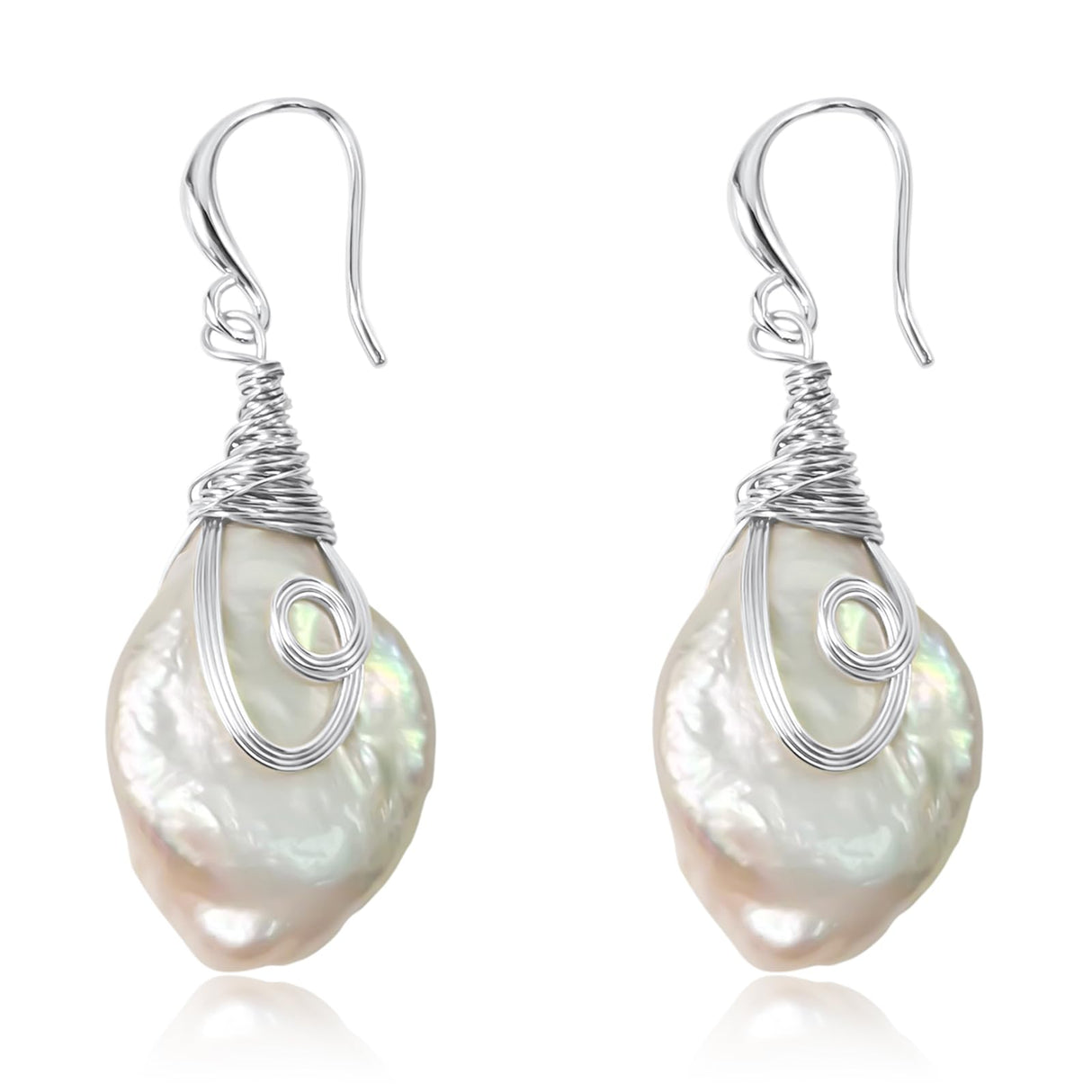 S925 Freshwater Baroque Keshi Pearl Dangle Drop Earrings For Women