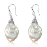 S925 Freshwater Baroque Keshi Pearl Dangle Drop Earrings For Women