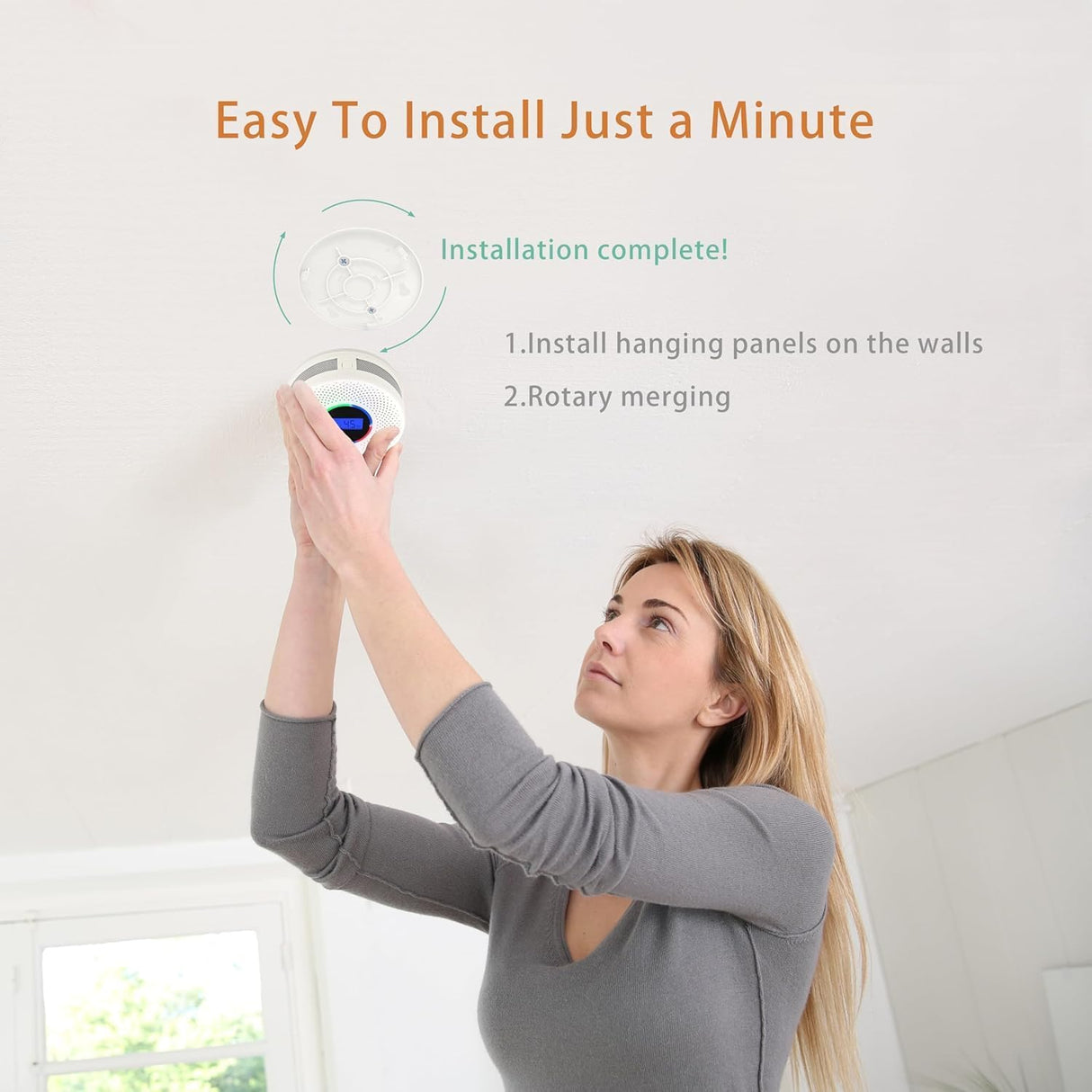 Kesy Upgraded Smoke and Carbon Monoxide Detector 10-Year Lifespan, Dual Sensor Smoke Alarm & Carbon Monoxide Detector (2 Pack)