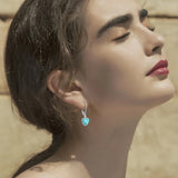 Phyonio Heart Natural Turquoise Earrings for Women - Top AAA Grade, Hypoallergenic 925 Sterling Silver Leverback Dangle Earrings, Trendy Jewelry Gifts