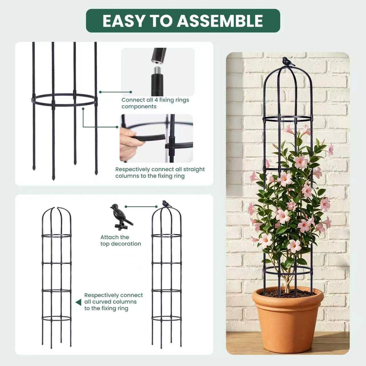 OTOSUNNY 2 Pack 6 ft Garden Obelisk Trellis for Climbing Plants Outdoor