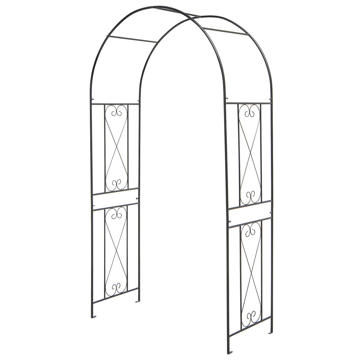 Moccha Garden Arch, 7.2Ft Metal Arbor for Climbing Plants, Vines, Roses, Outdoor Pergola Trellis with Stakes, Wide Garden Archway Arbor Trellis for Lawn Wedding