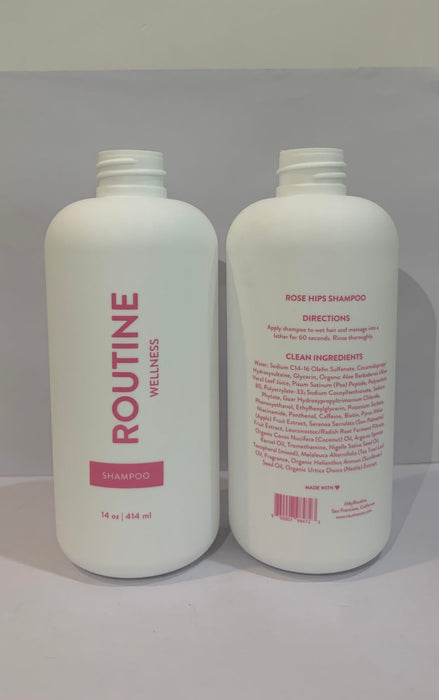 Routine Wellness Shampoo and Conditioner Set for Stronger Hair - Vegan, Clinically Tested Biotin Shampoo with Nourishing Oils and Vitamins - Rose Hips 14oz (Pack of 2)