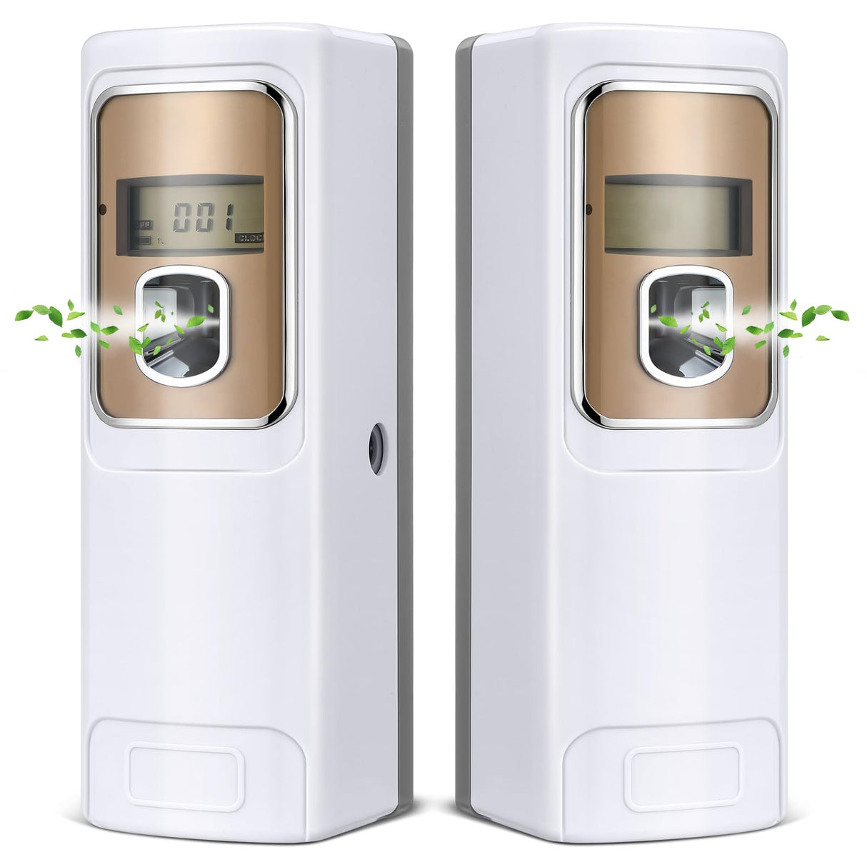 Rossesay 2 Pcs Automatic Air Freshener Spray Dispenser with Screen LCD Perfume Dispenser Wall Mount/Standing Capacity for Bathroom Hotel Office Commercial Place(White)