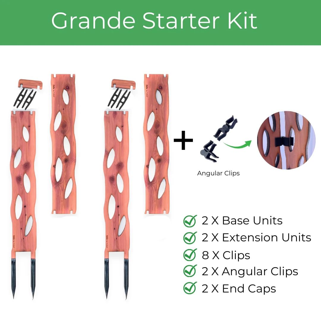 Treleaf Zella Grande Starter Kit – Wooden Extendable Plant Trellis for Indoor Climbing Houseplants – Modular Plant Support with 2 Bases + 2 Extensions - Moss Pole Alternative