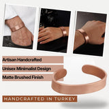 DEMMEX 3mm Thick Solid Copper Bracelet for Men & Women – 100% Pure, Raw, Uncoated Brushed Matte Copper Cuff – No Magnets – Heavy Gauge Thickest of Its Kind – Handmade in Turkey