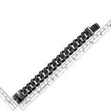 COOLSTEELANDBEYOND Men's Black Stainless Steel Skull Cuban Link Bracelet, Rugged Gothic Biker Chain, Heavy-Duty Jewelry, Secure Box Clasp