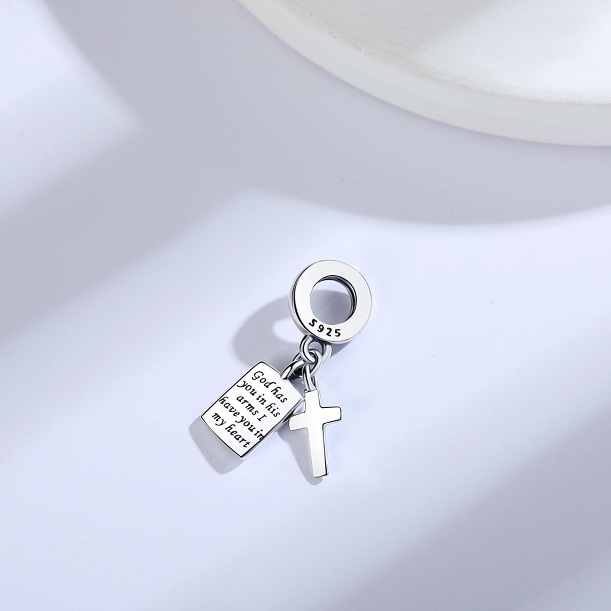 925 Sterling Silver Charms Fit Pandora Charms Bracelet God Has You In His Arms I Have You In My Heart Fit Wife Daughter Mother's Day Christmas Birthday Gift