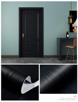 Black Wallpaper - Wood Peel and Stick Wallpaper – Black Wood Self-Adhesive & Removable Wall paper for Countertop Furniture Kitchen Wall, Countertop Contact Paper, Easy to Clean, 17.7” × 118” Vinyl