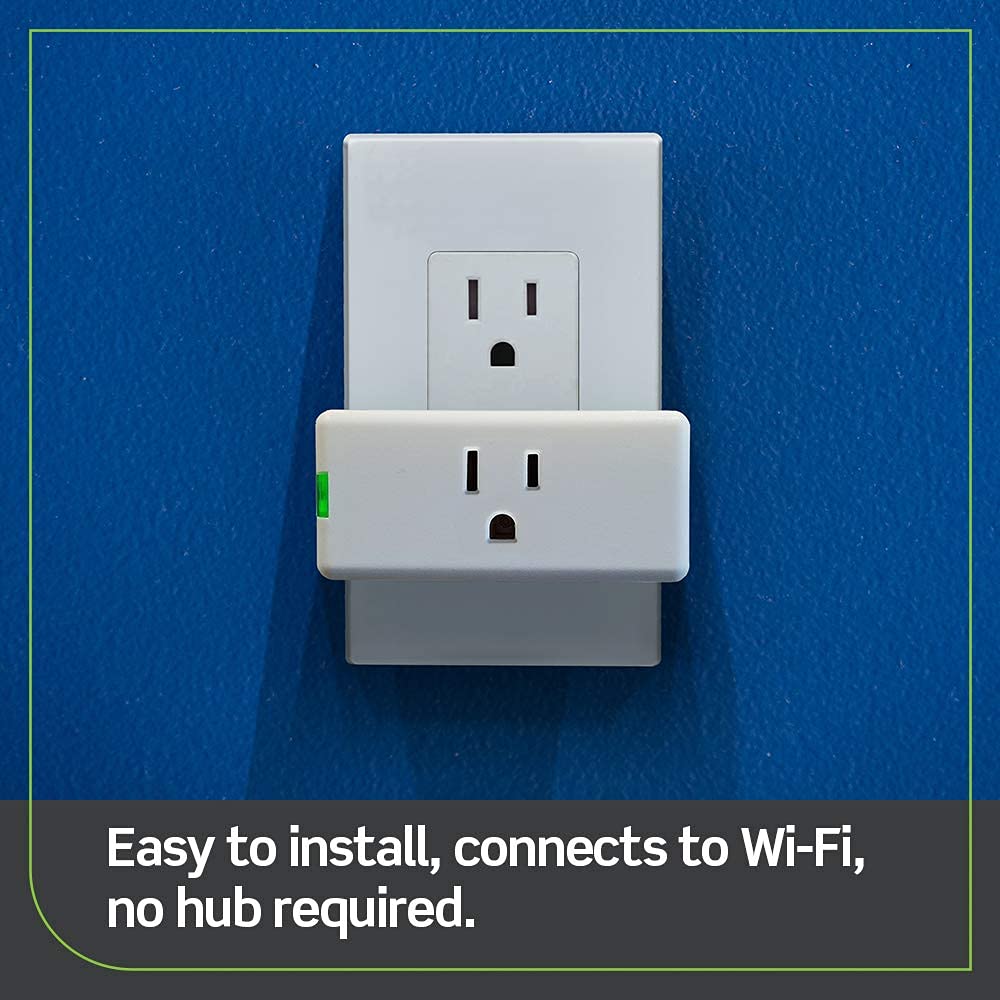 Leviton Decora Smart Plug, Wi-Fi 2nd Gen, Works with Matter, My Leviton, Alexa, Google Assistant, Apple Home/Siri & Wire-Free Anywhere Companions for Switched Outlet, D215P-1RW, White