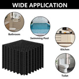 Interlocking Floor Tiles 12x12 Inch, 12 Pack Soft PVC Non-Slip Drainage Tiles with Holes for Bathroom, Pool Deck, Gym, Garage, Kitchen & Wet Areas, Easy Splicing Anti-Fatigue Mat (12)