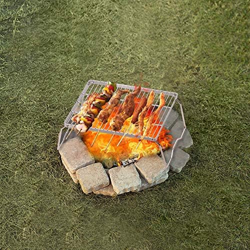 REDCAMP 17" Large Folding Campfire Grill 304 Stainless Steel Grate, Heavy Duty Portable Camping Grill with Carrying Bag for Outdoor Cooking Backpacking Hiking Picnics BBQ