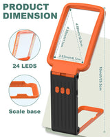 10X Magnifying Glass with Light and Stand, Rechargeable Folding Handheld Real Glass Magnifier, 3 Color Modes Dimmable Lighted Page Magnifier for Reading Small Prints, Seniors with Macular Degeneration