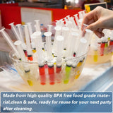 Kid2Kit 100 Pack Syringes for Jello Shots, 20mL Party Jello Shot Syringes with Cap BPA Free, Washable,Durable, Party Nurses, Halloween, Thanksgiving day, Christmas