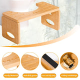 Beinilai Foldable Toilet Stool,7 Inches Poop Stool for Bathroom,Bamboo Toilet Stool Squat Adult,Potty Stool with 2 Packs Anti-Slip Strip