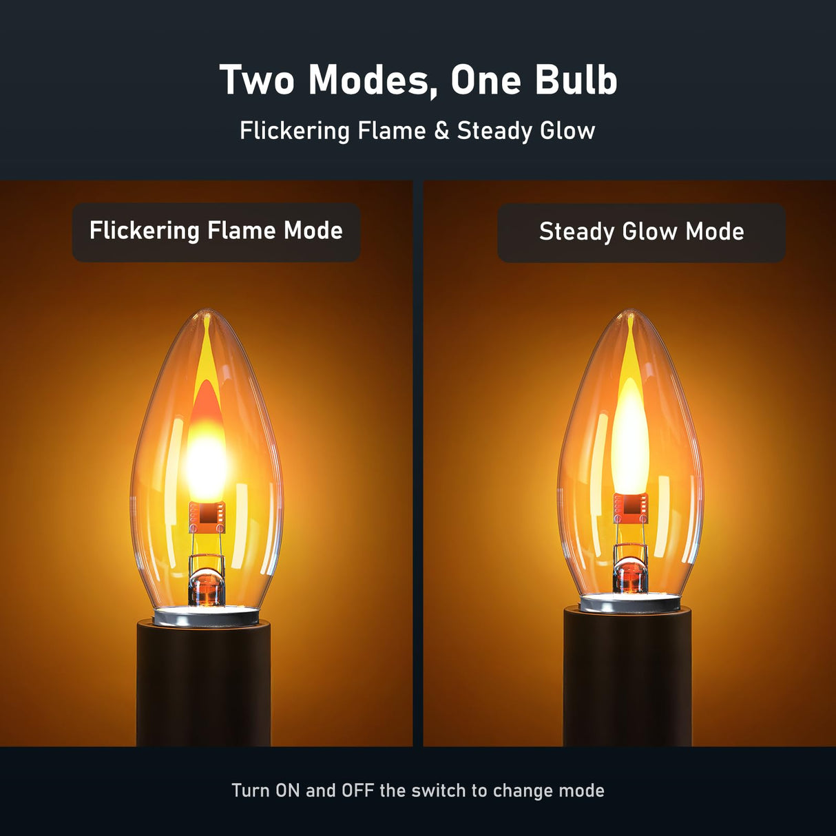 Hompavo LED Flame Light Bulbs - Realistic Flickering Fire Effect Bulb with Glass Shell, E26 Base for Halloween Christmas Home Indoor Outdoor Decor - 6 Pack