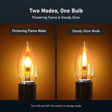 Hompavo LED Flame Light Bulbs - Realistic Flickering Fire Effect Bulb with Glass Shell, E26 Base for Halloween Christmas Home Indoor Outdoor Decor - 6 Pack