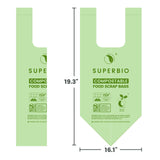 SUPERBIO 1.6 Gallon Handle Tie Compostable Food Scrap Bags, Small Compost Bags with Handles, 50 Count, 2 Pack, BPI & OK compost INDUSTRIAL