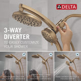Delta 6-Setting PivotPro 3-in-1 Combination Shower Head with ProClean Spray, Brushed Nickel Round Shower Head Rainfall with Handheld Spray, 1.75 GPM, SpotShield Brushed Nickel 75649SN