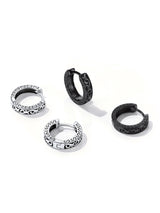 ChicSilver 925 Sterling Silver Black Hoop Earrings Celtic Knot Men Earring