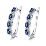 Amy & Annette Blue Sapphire Earrings - 18k White Gold Plated Halo Earring for Women - Great Gift Idea for Every Occasion