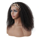 ISEE Wear and Go Mongolian Afro Kinky Curly Headband Wig Human Hair 200% Density Afro Wigs for Women Human Hair Natural Curls Grade 10A Glueless Human Hair Wigs (14 Inch)