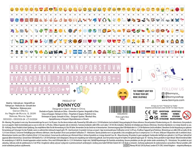 Pink Cinema Light Box with 400 Letters, Emojis, 2 Markers - BONNYCO | Led Light Box Home Office & Room Decor | Cinema Led Sign Letters Board Gifts for Women and Girls Christmas Birthdays | Pink Decor