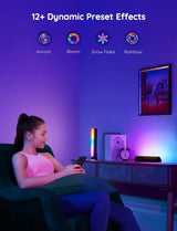 Govee Smart LED Light Bars, Work with Alexa and Google Assistant, RGBICWW WiFi TV Backlights with Scene and Music Modes for Gaming, PC, Room Decoration,Black
