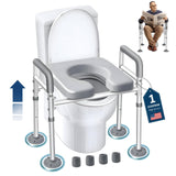 Eosprim Toilet Seat Risers for Seniors Elongated, Raised Toilet Seat with Handles, Toilet Safety Frames & Rails for Elderly and Handicap, Elevated Shower Commode Chair with Arms, Toilet Lift Grab Bar