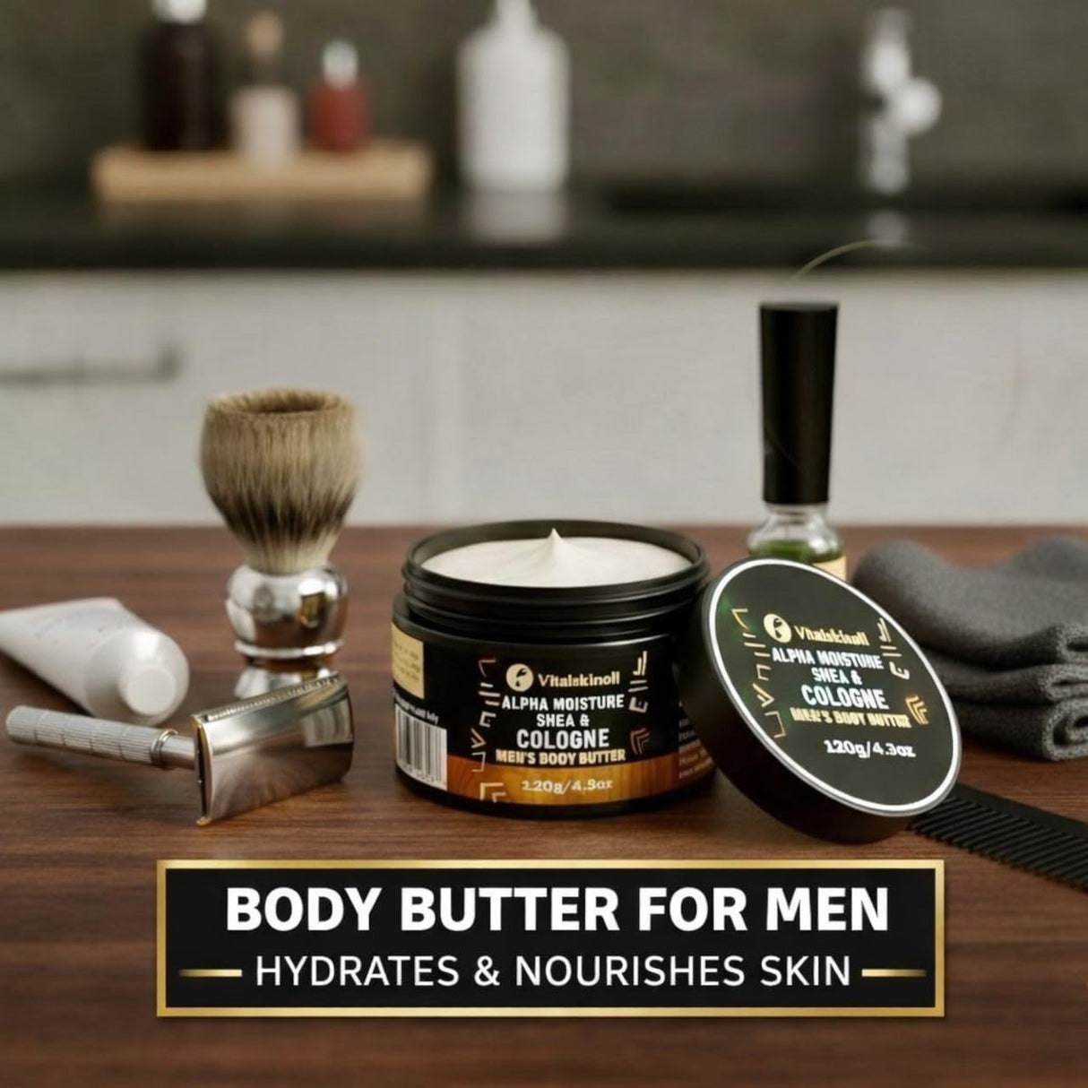 Body Butter for Men - Shea and Cologne Scented Body Cream for all Skin Types