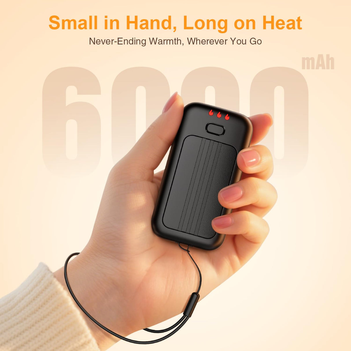 Hand Warmers, 2 Pack 6000mAh Rechargeable Hand Warmer, Pocket Heating Electric Hot Hands Handwarmers, Camping Hunting Gear, Gifts for Women, Men, Christmas, Golf, Portable Outdoor Heater (Black)