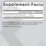 Sports Research Triple Strength Astaxanthin 12mg with Organic Coconut Oil - Antioxidant Supplement, Non-GMO Verified & Gluten Free - 60 Softgels