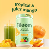 Bloom Nutrition Superfood Greens Powder, Digestive Enzymes with Probiotics and Prebiotics, Gut Health, Bloating Relief for Women, Chlorella, Green Juice Mix with Beet Root Powder, 60 SVG, Mango