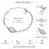 TURQ N TAUPE 925 Sterling Silver Bead Station Bracelet for Women - everyday wear gift for her 7.5 inches - Rosary Bracelet